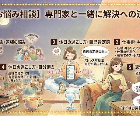 繊細さんの心を癒すお悩み相談受けます HSP専門繊細さんの心を癒すお悩み相談~人間関係・仕事・恋愛 イメージ1