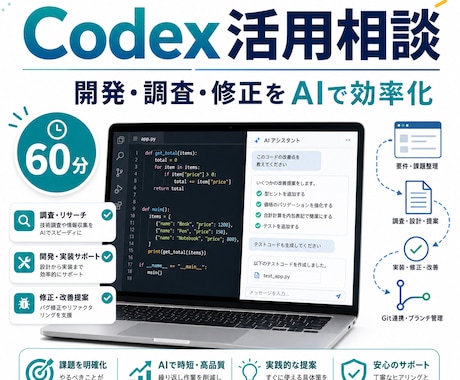 60分コース：Codex活用法を提案します 開発・業務改善を整理し実務活用を提案 イメージ1