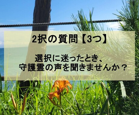 質問3つ。YES NOで守護霊がお答えします 2択+一言メッセージを添えてお伝えします イメージ1