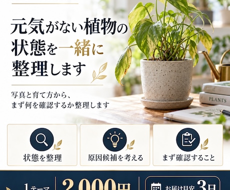 元気がない植物の状態を一緒に整理します イメージ1