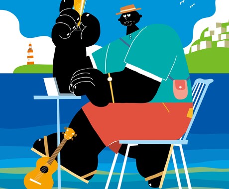 音楽聴いてビール飲んで楽しくなるイラスト描きます この変なキャラがのんびりと登場するイラストです。 イメージ2