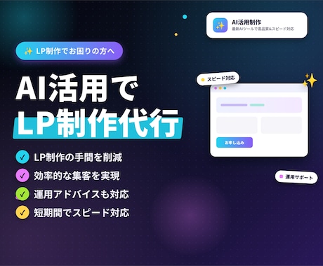 作って終わりじゃない！成果を出すLP制作を行います AI効率化×5年の実績！運用まで見据えた集客LPを作ります イメージ1