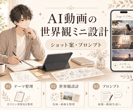 AI動画の世界観ミニ設計をします 画像・動画生成用の方向性を整えたい方へ イメージ1