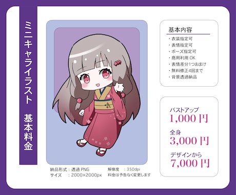 商用OK！可愛いミニキャラ描きます 表情差分１つ無料/お上品/商用OK イメージ2