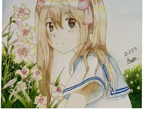 可愛い女の子の水彩画描きます 【デジタルデータ】可愛い女の子の水彩画描きます。 イメージ2