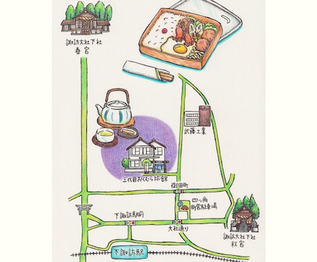 色鉛筆とペンで面白い地図をお描きます ◆普通の地図じゃつまんない！ユニークでかわいい地図◆ イメージ1