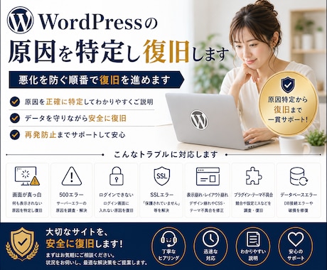 WordPressの原因を特定し復旧します イメージ1
