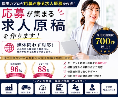 制作実績700件以上！応募が来る求人原稿を作ります イメージ1