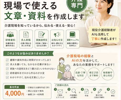 介護・福祉向け｜研修資料・各種書類を作成します そのまま使える、介護・福祉専門の文章作成サービス イメージ1