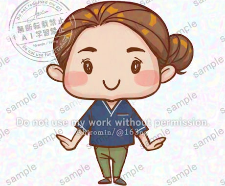 商用･二次利用料込❣️ゆるミニキャラ描きます アイコン､挿絵､シール､アクキーに✨似顔絵､ペア画も❤️ イメージ2