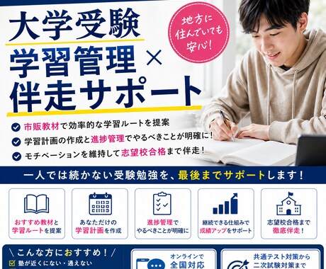市販教材だけで志望大学合格を目指します 市販の参考書+進捗管理で志望大学合格を目指します！！ イメージ1