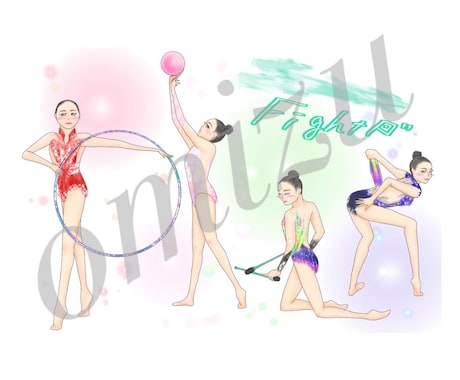 新体操のイラストをお描きします ご本人様やお友達等のお写真をもとに制作致します！ イメージ2
