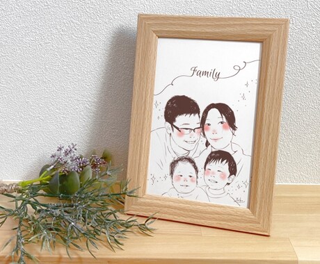 らくちんオーダー！家族の似顔絵お描きします 5人までOK◎ハガキサイズ(データ納品) イメージ2