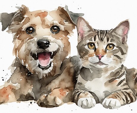 ペットの似顔絵イラスト|水彩画風の似顔絵にします 2日以内納品｜イラスト｜似顔絵｜水彩画｜プレゼント イメージ2