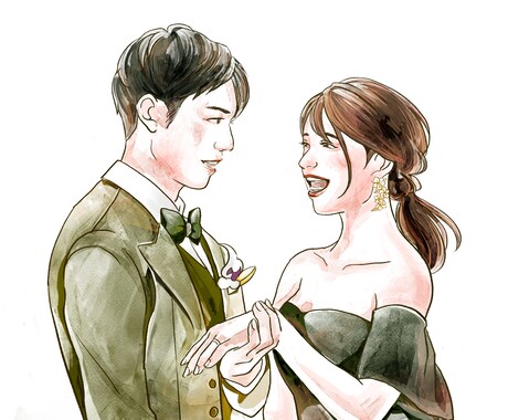 水彩風のあたたかい似顔絵お描きします 手描き風で喜ばれる！小物やペットもお描きします！ イメージ1