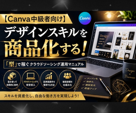 Canva中級者がココナラで稼ぐ方法教えます 【Canva中級者向け】デザインを「型」にして副業で稼ぐ イメージ1