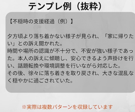 コピペOK 介護ケース記録の例文集をお届けします コピペするだけで記録完了。現場17年が作成 イメージ2