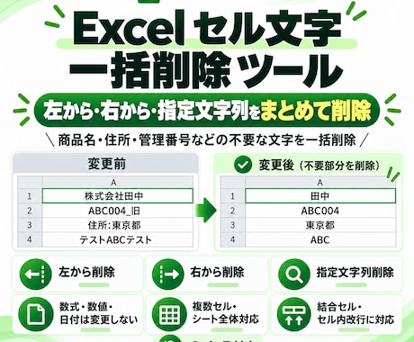 Excelセル文字を一括削除するツールを納品します イメージ1