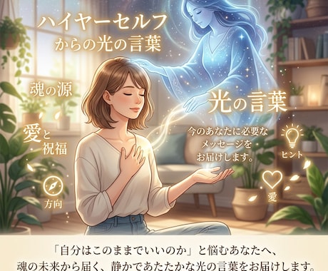 ハイヤーセルフから届く「光の言葉」をお伝えします 人生の迷いや不安の中で、本来の自分ともう一度繋がるための鑑定 イメージ1