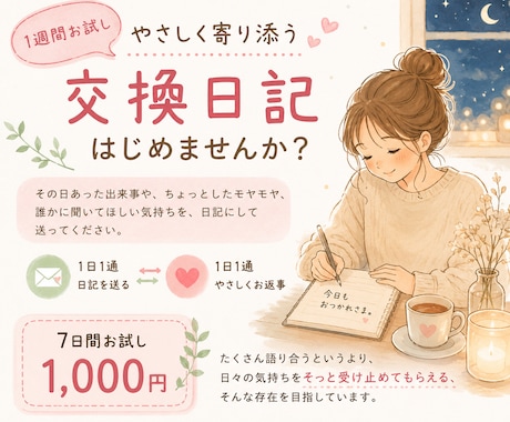 交換日記はじめませんか【1週間お試し】出来ます あなたと私だけの大切な交換日記 イメージ1