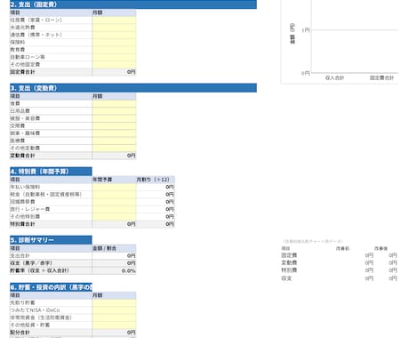 入力するだけで家計が見える化するシートを提供します 穴埋め感覚で家計の課題が見えるツール イメージ2