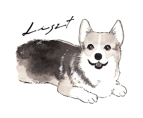 ペット似顔絵◆うちのこイラストお描きします おなまえ付き★インク１色でおしゃれにカッコかわいく イメージ2