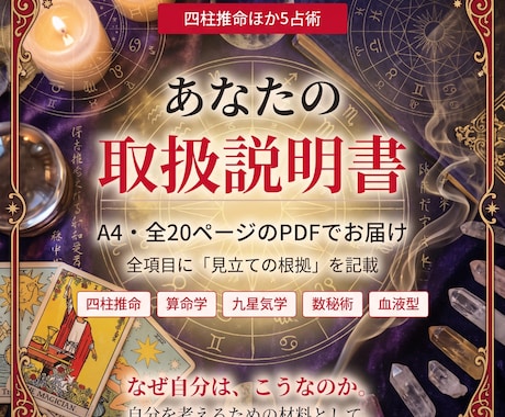 あなたの取扱説明書を20ページのPDFで作ります なぜ自分は、こうなのか。 自分を考えるための材料として。 イメージ1
