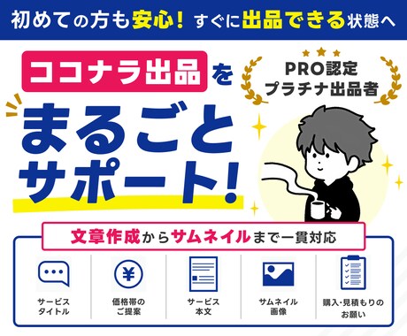 あとは出品するだけ！ココナラ出品ページを作成します PRO&プラチナ出品者がまず1件売れる出品ページを丸ごと作成 イメージ1