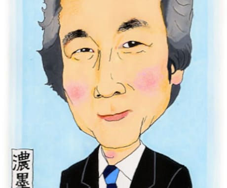 名刺、SNS用の似顔絵描きます シンプルな味のある線でカラーの似顔絵描きます イメージ1