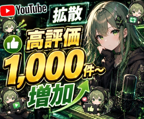 YouTube 拡散 高評価1,000件増やします 振り分け対応/10万件まで対応可 イメージ1