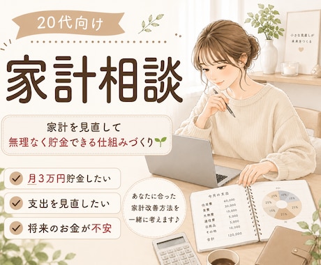 20代向け家計改善アドバイスします 貯金・資産形成の第一歩をサポートします！ イメージ1
