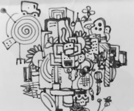 ごちゃごちゃした線画を描きます 大きなモチーフから連想を広げます。 イメージ2