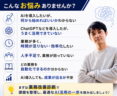 業務改善診断でAI活用を提案します AI導入前に改善ポイントを診断します イメージ2
