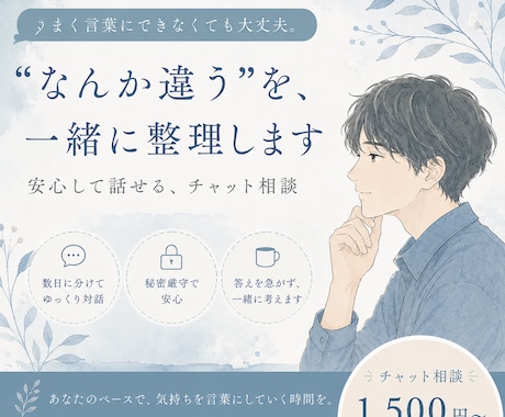 なんか違うを、チャットを通して一緒に整理します 自分を見つけていくチャット相談 イメージ1