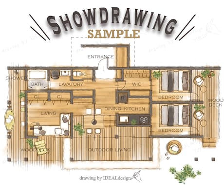 オシャレな手描き間取り図(戸建てVer.)承ります あなたのプランから魅力とオリジナリティを更に引き出します‼ イメージ1