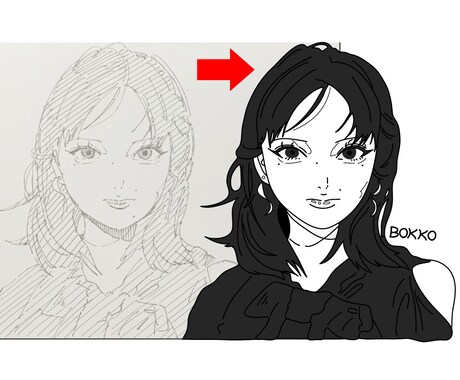 人物をアニメ風にイラスト化します 人物／白黒／シンプル／アニメ風／似顔絵 イメージ2