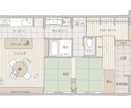 やさしい手描きタッチの間取り図を作成いたします 不動産広告・物件資料にぴったり！ イメージ2