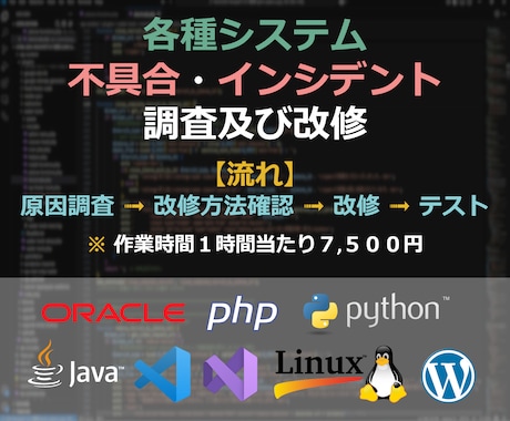 各種不具合・インシデント調査／改修を代行します 企業環境にて不具合調査・改修対応を行っている現役SEが対応 イメージ1