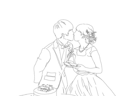 結婚式等思い出の写真をお洒落なイラストにします 素敵な思い出を絵にしてみるのはいかがでしょうか イメージ1