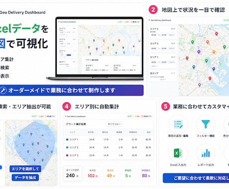 Excelデータを地図で可視化します Excelデータを地図で直感的に分析できます イメージ1