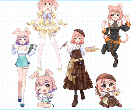 イラスト、キャラデザ、立ち絵描きます かわいい、ポップ、癒しなイラストで笑顔を増やします！ イメージ1