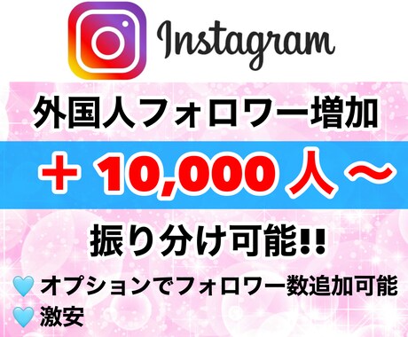 Instagramのフォロワー増やします 質の高い外国人フォロワーが10000人増えます！振り分け◎ イメージ1