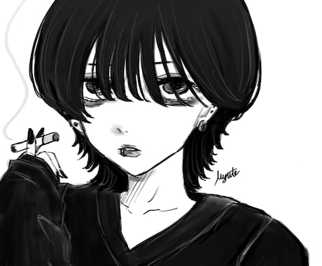 女の子のアイコン用イラストを描きます 病み系やクール系の女の子の顔を描くのが得意です イメージ2
