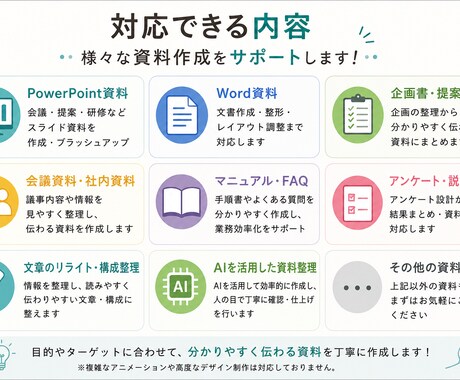 見やすく伝わる資料を作成します 企画書・会議資料・社内資料に対応 イメージ2