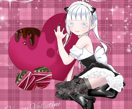 バレンタインイラスト描きます 髪型/目の色変えれます！商用利用可！特典や返礼品に⭕️ イメージ1