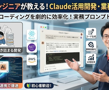 現役エンジニアがClaudeでの活用例を教えます コーディングから日常業務まで、AIで劇的に効率化！ イメージ1