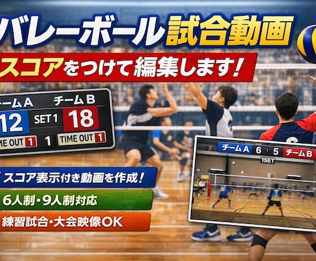 バレーボール試合動画にスコアを入れて編集します 6人制・9人制・ママさんバレー対応 イメージ1