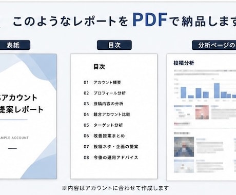 SNSアカウントを分析し改善提案します 現状の課題を見える化し、次にやるべきことを明確にします イメージ2