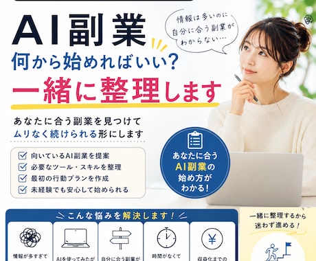あなたに合うAI副業の始め方を整理します AI副業の迷いを整理して最初の一歩を作ります イメージ1