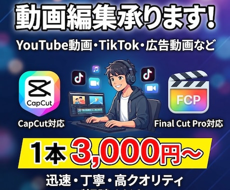 高いクォリティで縦動画・横動画の編集します イメージ1